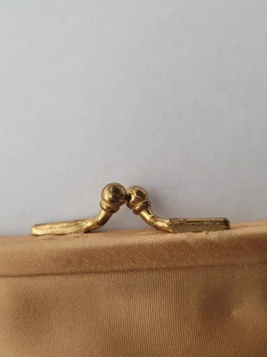 Vintage Satin Coin Purse Gold Color - Picture 13 of 14